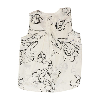 Ivory Floral Sleeveless Blouse