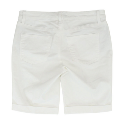White Solid Denim Shorts