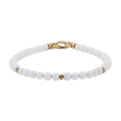 18K Rose Gold Cultured Pearl Beaded Bracelet