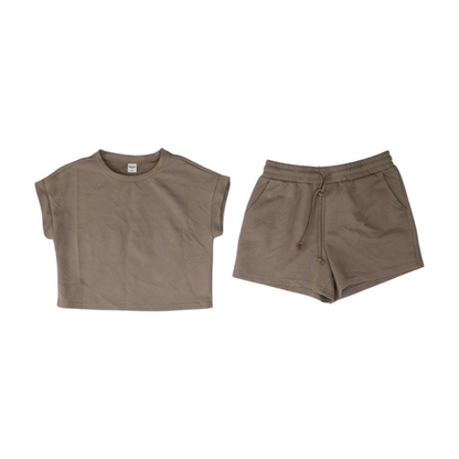 Tan Solid Short Set