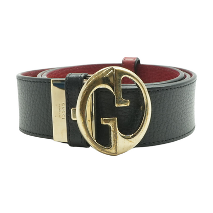 Black and Red Gucci Reversible Belt with Interlocked GG
