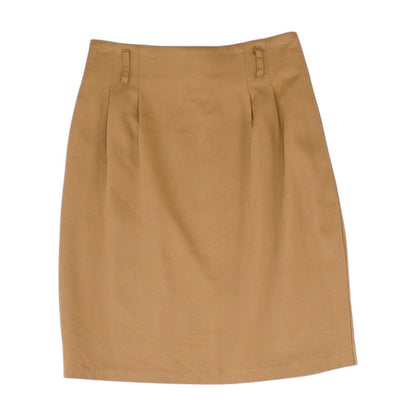 Brown Solid Midi Skirt
