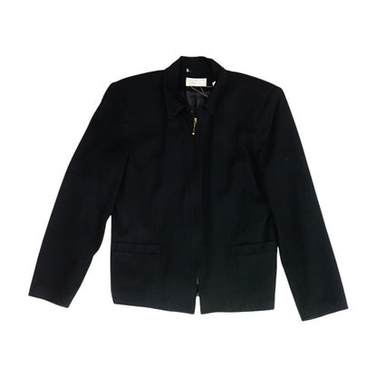 Vintage Black Solid Full Zip Blazer