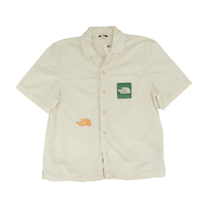 White Solid Short Sleeve Button Down