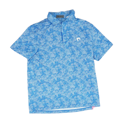 Blue Floral Short Sleeve Polo