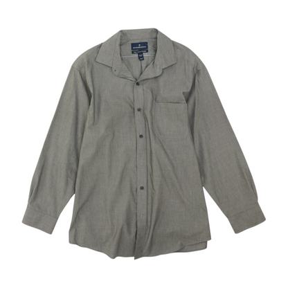 Gray Solid Long Sleeve Button Down