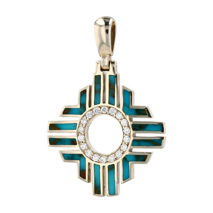 14K White Gold Turquoise Pendant