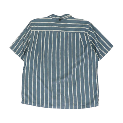 Navy Striped Short Sleeve Button Down