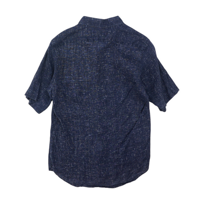 Navy Solid Short Sleeve Button Down