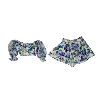 White Floral Short Set