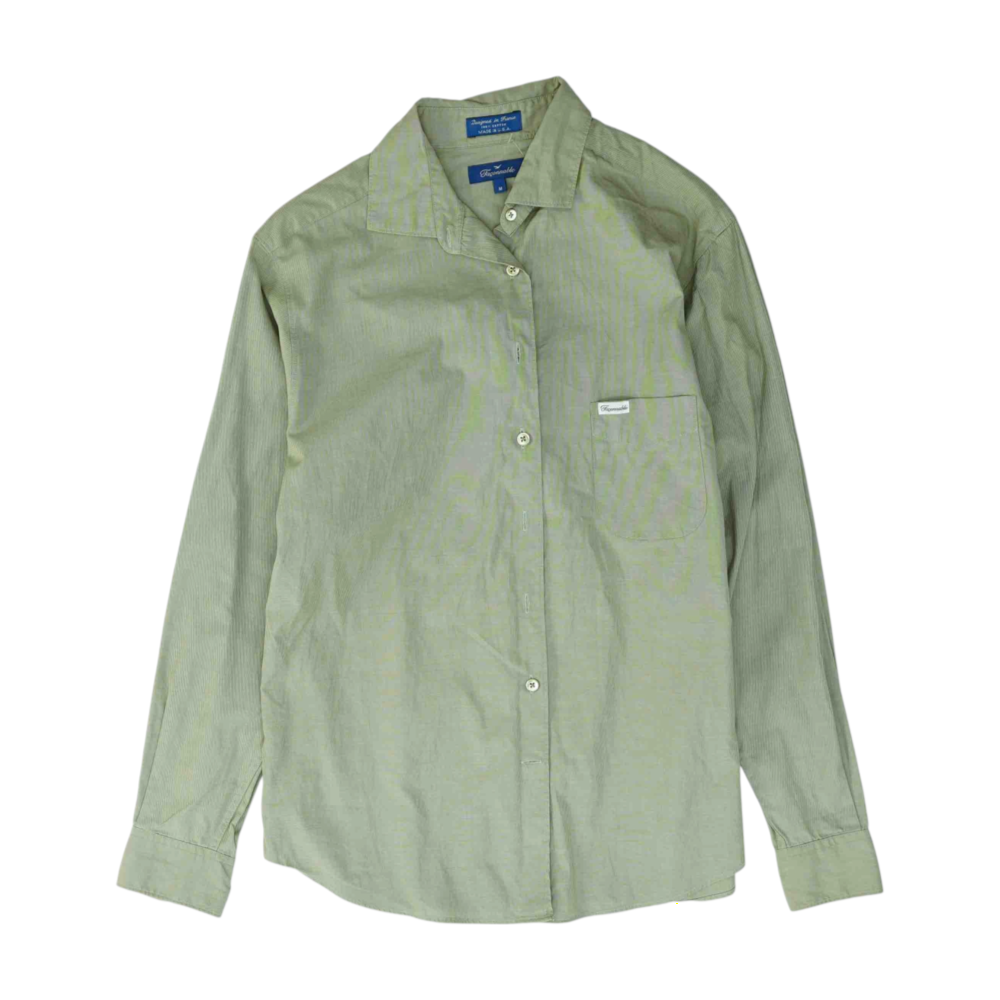 Green Solid Long Sleeve Button Down