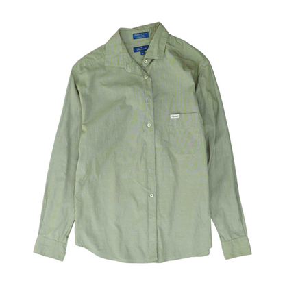 Green Solid Long Sleeve Button Down