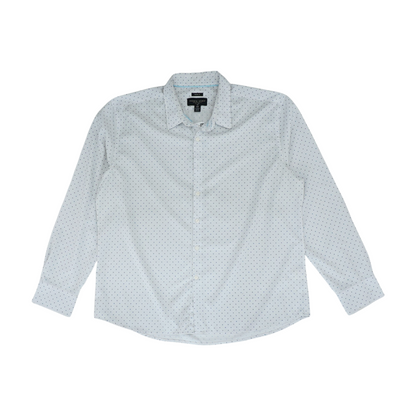 White Print Long Sleeve Button Down