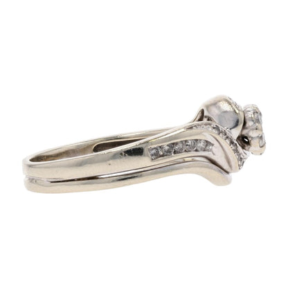 3/8 Ct 10K White Gold Round Diamond Cluster Fused Set Engagement Ring