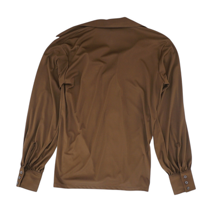 Vintage Brown Solid Long Sleeve Button Down