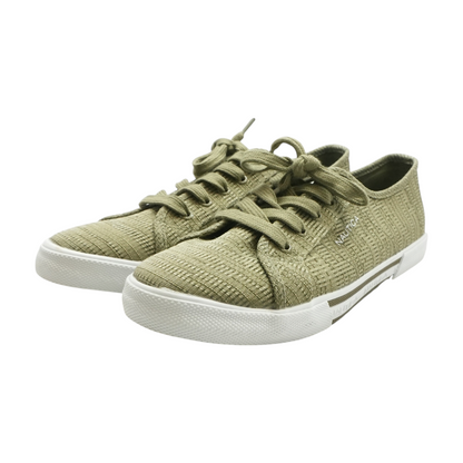 Green Lace-Up Flats