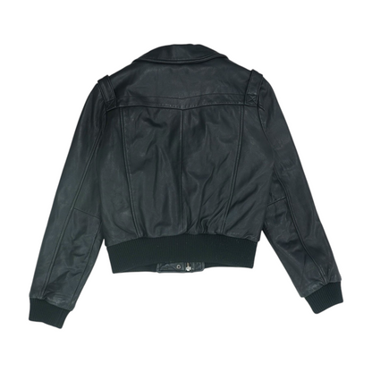 Black Solid Leather Jacket