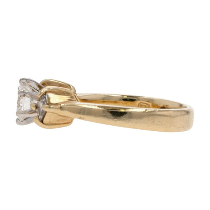 3/4 Ct 14K Gold Round Diamond Solitaire Princess Cut Engagement Ring