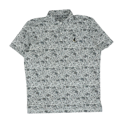 White Print Short Sleeve Polo