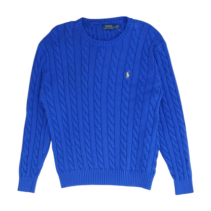 Blue Solid Pullover Sweater