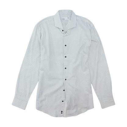 White Polka Dot Long Sleeve Button Down
