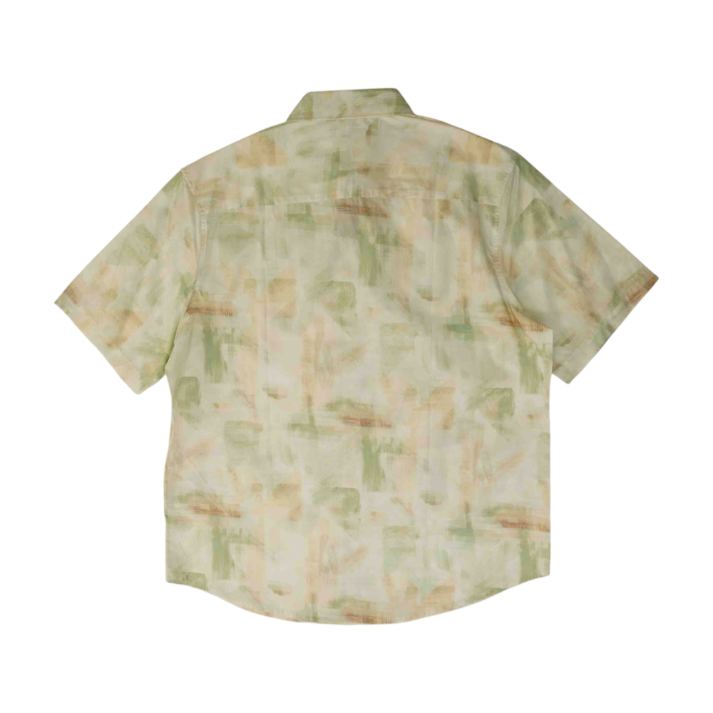 Green Print Short Sleeve Button Down