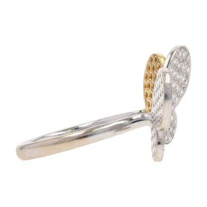 1 1/2 Ct 18K Two Tone Gold Open Double Butterfly Diamond Pave Cocktail Ring