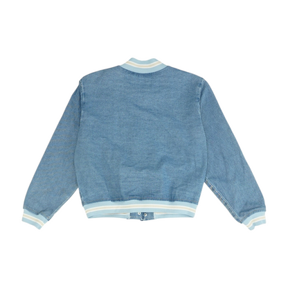 Blue Solid Denim Jacket