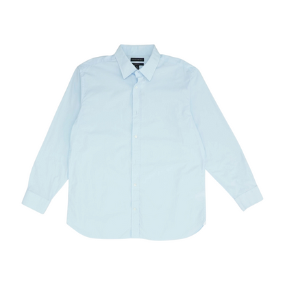 Blue Solid Long Sleeve Button Down