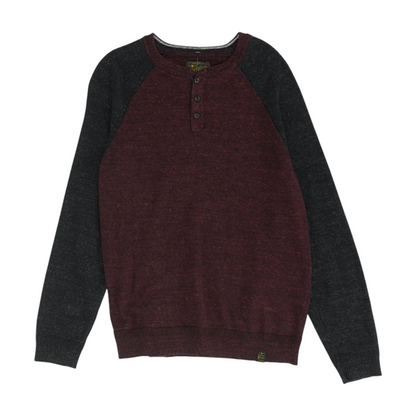 Red Color Block 1/4 Zip Sweater