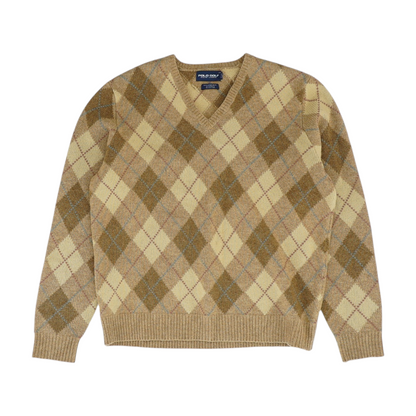 Brown Argyle Pullover Sweater