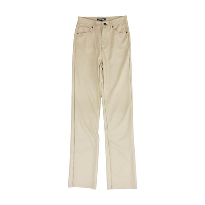 Beige Solid Five Pocket Pants