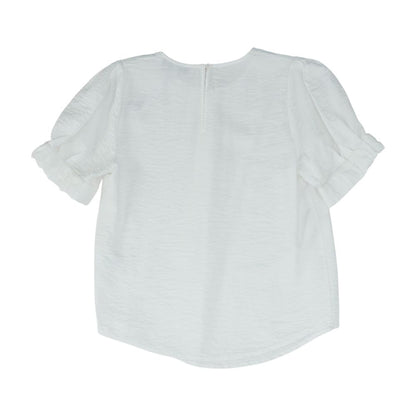 White Solid Short Sleeve Blouse