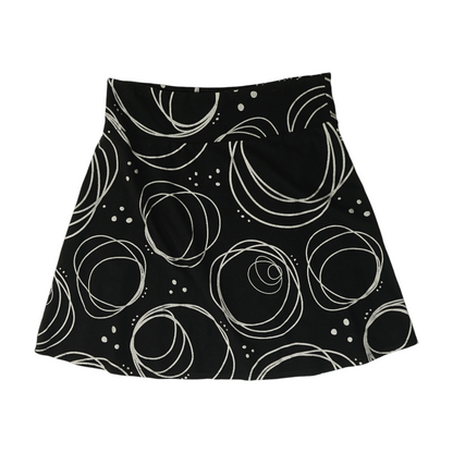 Black Print Mini Skirt