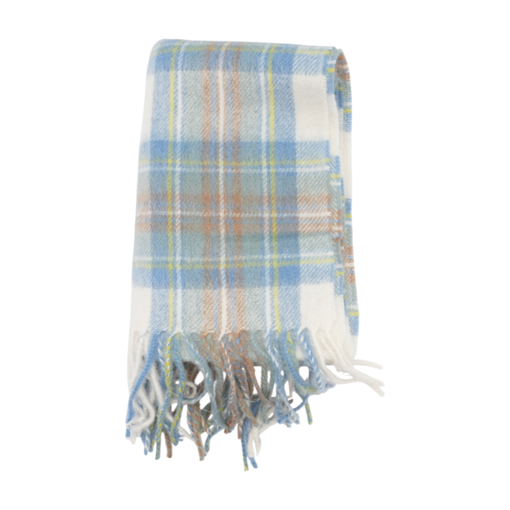 Blue Plaid Wool Scarf