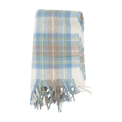 Blue Plaid Wool Scarf