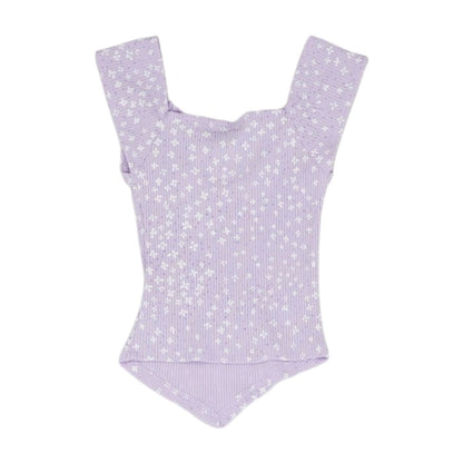 Purple Floral V Neck Knit Top