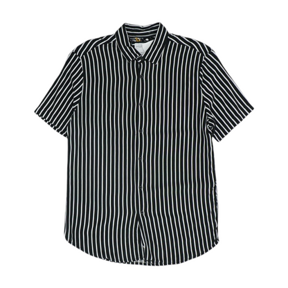 Black Striped Short Sleeve Button Down