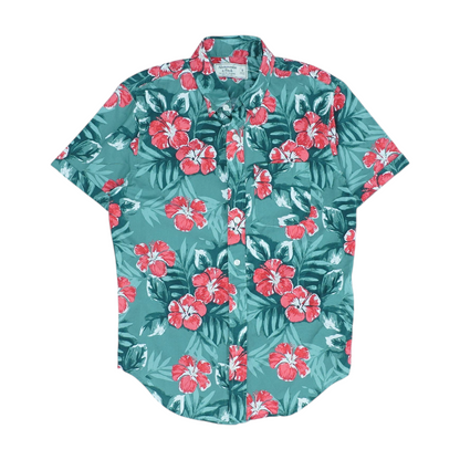 Green Tropical Short Sleeve Button Down