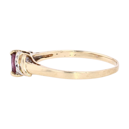 10K Yellow Gold Pink Stone Fashion Ring
