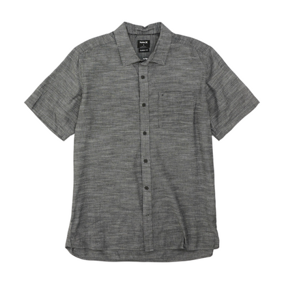 Black Solid Short Sleeve Button Down