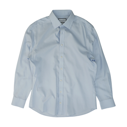 Blue Solid Long Sleeve Button Down