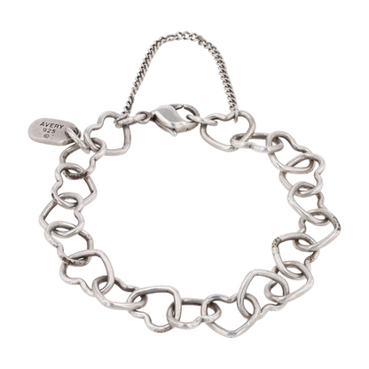 Sterling Silver Connected Hearts Chain Bracelet