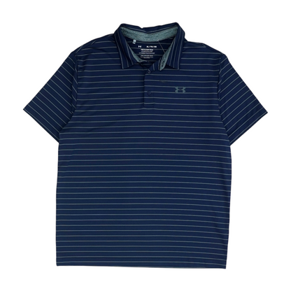 Navy Striped Short Sleeve Polo