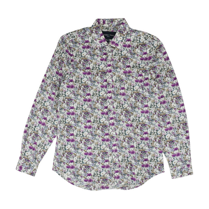 White Floral Long Sleeve Button Down