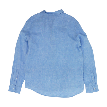 Blue Solid Long Sleeve Button Down