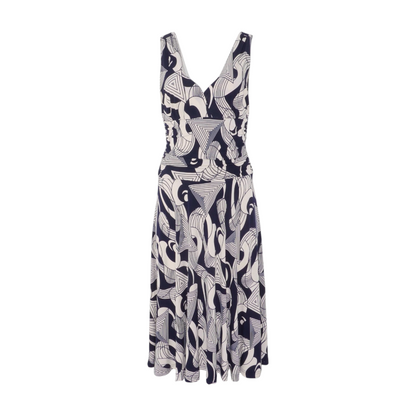Tan Print Midi Dress