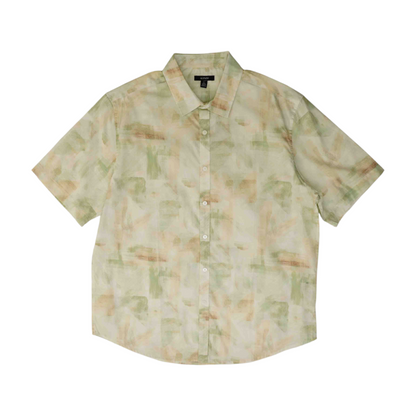 Green Print Short Sleeve Button Down