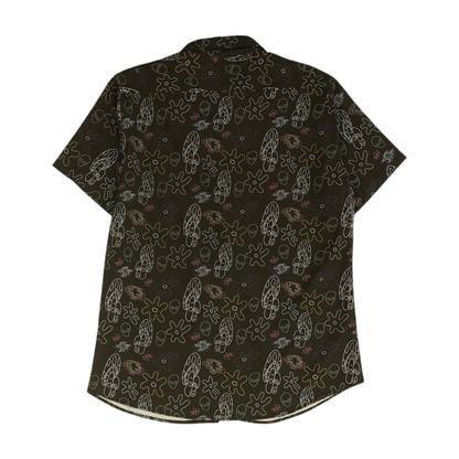 Black Graphic Short Sleeve Button Down