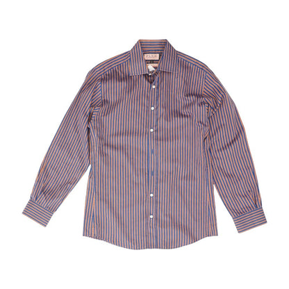 Navy Striped Long Sleeve Button Down